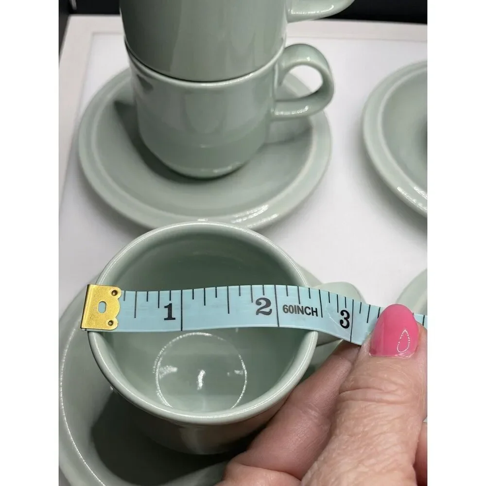 Vintage German Democratic Republic Tea ‎ Coffee Cups Saucers Set of 4 Mint Green